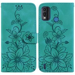 For Nokia G11 Plus Lily Embossed Leather Phone Case(Green)