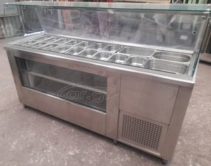 Ψυγείο βιτρίνα συντήρηση σαλάτων  με ίσια τζάμια και  διαστάσεις 220χ70χ125 