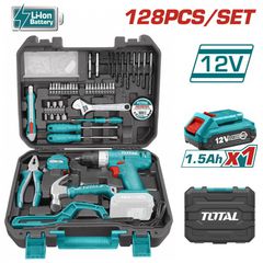 THKTHP11282 Σετ Δραπανοκατσάβιδο Μπαταρίας 12V (1x1.5Ah) & Εργαλεία 128 Τεμαχίων - 10,8V - 12V - TOTAL (#THKTHP11282)