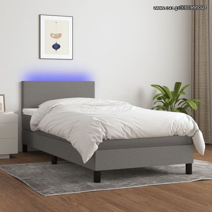 ΚΡΕΒΑΤΙ BOXSPRING ΜΕ ΣΤΡΩΜΑ & LED ΣΚ.ΓΚΡΙ 100X200 ΕΚ ΥΦΑΣΜΑΤΙΝΟ 3132974