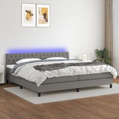 ΚΡΕΒΑΤΙ BOXSPRING ΜΕ ΣΤΡΩΜΑ & LED ΣΚ.ΓΚΡΙ 200X200ΕΚ. ΥΦΑΣΜΑΤΙΝΟ 3133422