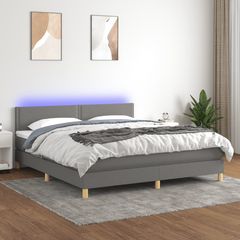 ΚΡΕΒΑΤΙ BOXSPRING ΜΕ ΣΤΡΩΜΑ & LED ΣΚ.ΓΚΡΙ 160X200 ΕΚ ΥΦΑΣΜΑΤΙΝΟ 3133646