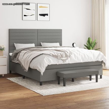 ΚΡΕΒΑΤΙ BOXSPRING ΜΕ ΣΤΡΩΜΑ ΣΚΟΥΡΟ ΓΚΡΙ 180X200 ΕΚ ΥΦΑΣΜΑΤΙΝ 3136694