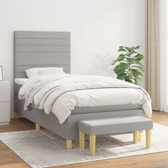 ΚΡΕΒΑΤΙ BOXSPRING ΜΕ ΣΤΡΩΜΑ ΑΝΟΙΧΤΟ ΓΚΡΙ 80X200 ΕΚ. ΥΦΑΣΜΑΤΙΝΟ 3137189