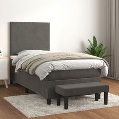 ΚΡΕΒΑΤΙ BOXSPRING ΜΕ ΣΤΡΩΜΑ ΣΚΟΥΡΟ ΓΚΡΙ 90X190 ΕΚ. ΒΕΛΟΥΔΙΝΟ 3137696