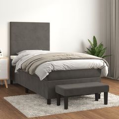 ΚΡΕΒΑΤΙ BOXSPRING ΜΕ ΣΤΡΩΜΑ ΣΚΟΥΡΟ ΓΚΡΙ 90X200 ΕΚ. ΒΕΛΟΥΔΙΝΟ 3137702