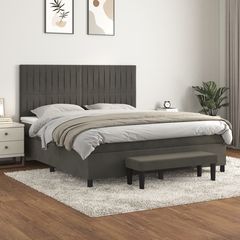 ΚΡΕΒΑΤΙ BOXSPRING ΜΕ ΣΤΡΩΜΑ ΣΚΟΥΡΟ ΓΚΡΙ 180X200 ΕΚ. ΒΕΛΟΥΔΙΝΟ 3137978