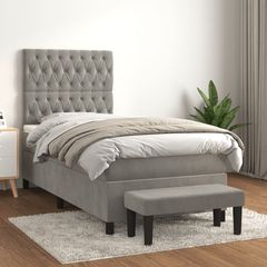 ΚΡΕΒΑΤΙ BOXSPRING ΜΕ ΣΤΡΩΜΑ ΑΝΟΙΧΤΟ ΓΚΡΙ 100X200 ΕΚ. ΒΕΛΟΥΔΙΝΟ 3138007