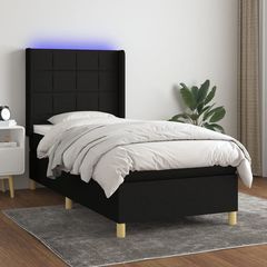 ΚΡΕΒΑΤΙ BOXSPRING ΜΕ ΣΤΡΩΜΑ & LED ΜΑΥΡΟ 90X200 ΕΚ. ΥΦΑΣΜΑΤΙΝΟ 3138847