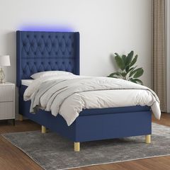 ΚΡΕΒΑΤΙ BOXSPRING ΜΕ ΣΤΡΩΜΑ & LED ΜΠΛΕ 90X200 ΕΚ. ΥΦΑΣΜΑΤΙΝΟ 3139091