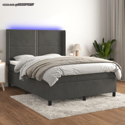 ΚΡΕΒΑΤΙ BOXSPRING ΜΕ ΣΤΡΩΜΑ & LED ΣΚ. ΓΚΡΙ 140X190ΕΚ. ΒΕΛΟΥΔΙΝΟ 3139500