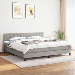 Κρεβάτι Boxspring με Στρώμα Ανοιχτό Γκρι 200x200 εκ. Υφασμάτινο 3140401