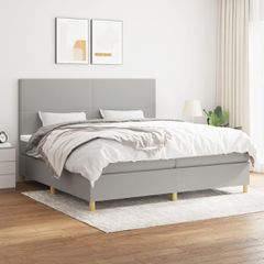 Κρεβάτι Boxspring με Στρώμα Ανοιχτό Γκρι 200x200 εκ. Υφασμάτινο 3142201
