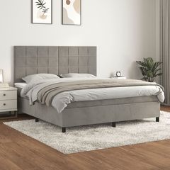 ΚΡΕΒΑΤΙ BOXSPRING ΜΕ ΣΤΡΩΜΑ ΑΝΟΙΧΤΟ ΓΚΡΙ 180X200 ΕΚ. ΒΕΛΟΥΔΙΝΟ 3143037