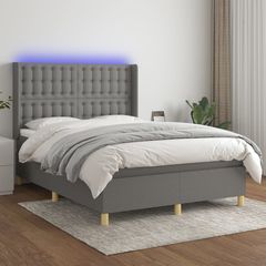 ΚΡΕΒΑΤΙ BOXSPRING ΜΕ ΣΤΡΩΜΑ & LED ΣΚ.ΓΚΡΙ 140X190ΕΚ. ΥΦΑΣΜΑΤΙΝΟ 3139190