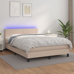 Κρεβάτι Boxspring Στρώμα Καπουτσίνο 140x200 εκ. Συνθ. Δέρμα 3134110