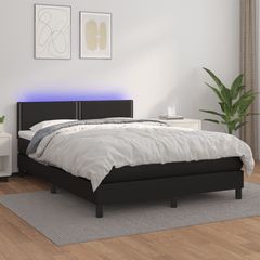 ΚΡΕΒΑΤΙ BOXSPRING ΜΕ ΣΤΡΩΜΑ & LED ΜΑΥΡΟ 140X190 ΕΚ. ΣΥΝΘ. ΔΕΡΜΑ 3134159