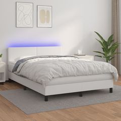 ΚΡΕΒΑΤΙ BOXSPRING ΜΕ ΣΤΡΩΜΑ & LED ΛΕΥΚΟ 140X190 ΕΚ. ΣΥΝΘ. ΔΕΡΜΑ 3134100