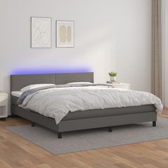 ΚΡΕΒΑΤΙ BOXSPRING ΜΕ ΣΤΡΩΜΑ & LED ΓΚΡΙ 160X200 ΕΚ. ΣΥΝΘ. ΔΕΡΜΑ 3134115