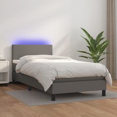 ΚΡΕΒΑΤΙ BOXSPRING ΜΕ ΣΤΡΩΜΑ & LED ΓΚΡΙ 100X200 ΕΚ. ΣΥΝΘ. ΔΕΡΜΑ 3134091