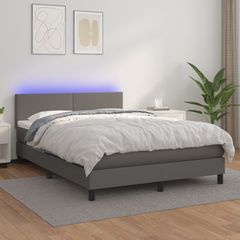 ΚΡΕΒΑΤΙ BOXSPRING ΜΕ ΣΤΡΩΜΑ & LED ΓΚΡΙ 140X190 ΕΚ. ΣΥΝΘ. ΔΕΡΜΑ 3134103