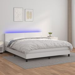 ΚΡΕΒΑΤΙ BOXSPRING ΜΕ ΣΤΡΩΜΑ & LED ΛΕΥΚΟ 160X200 ΕΚ. ΣΥΝΘ. ΔΕΡΜΑ 3134112