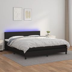 ΚΡΕΒΑΤΙ BOXSPRING ΜΕ ΣΤΡΩΜΑ & LED ΜΑΥΡΟ 180X200 ΕΚ. ΣΥΝΘ. ΔΕΡΜΑ 3134117