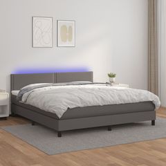 ΚΡΕΒΑΤΙ BOXSPRING ΜΕ ΣΤΡΩΜΑ & LED ΓΚΡΙ 160X200 ΕΚ. ΣΥΝΘ. ΔΕΡΜΑ 3134175