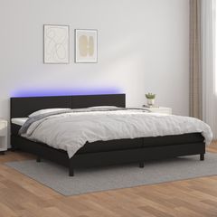 ΚΡΕΒΑΤΙ BOXSPRING ΜΕ ΣΤΡΩΜΑ & LED ΜΑΥΡΟ 200X200 ΕΚ. ΣΥΝΘ. ΔΕΡΜΑ 3134123