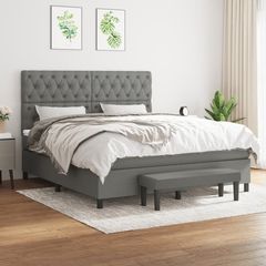 ΚΡΕΒΑΤΙ BOXSPRING ΜΕ ΣΤΡΩΜΑ ΣΚΟΥΡΟ ΓΚΡΙ 160X200 ΕΚ ΥΦΑΣΜΑΤΙΝΟ 3136846