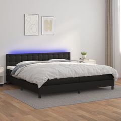 ΚΡΕΒΑΤΙ BOXSPRING ΜΕ ΣΤΡΩΜΑ & LED ΜΑΥΡΟ 200X200 ΕΚ. ΣΥΝΘ. ΔΕΡΜΑ 3134243