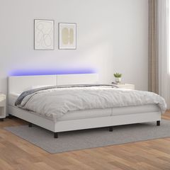 ΚΡΕΒΑΤΙ BOXSPRING ΜΕ ΣΤΡΩΜΑ & LED ΛΕΥΚΟ 200X200 ΕΚ. ΣΥΝΘ. ΔΕΡΜΑ 3134124