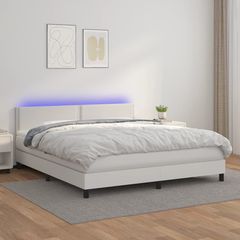 ΚΡΕΒΑΤΙ BOXSPRING ΜΕ ΣΤΡΩΜΑ & LED ΛΕΥΚΟ 180X200 ΕΚ. ΣΥΝΘ. ΔΕΡΜΑ 3134178