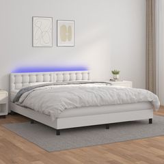 ΚΡΕΒΑΤΙ BOXSPRING ΜΕ ΣΤΡΩΜΑ & LED ΛΕΥΚΟ 180X200 ΕΚ. ΣΥΝΘ. ΔΕΡΜΑ 3134238