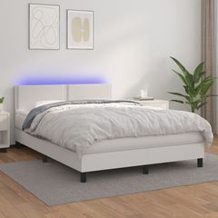 ΚΡΕΒΑΤΙ BOXSPRING ΜΕ ΣΤΡΩΜΑ & LED ΛΕΥΚΟ 140X190 ΕΚ. ΣΥΝΘ. ΔΕΡΜΑ 3134160