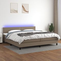 Κρεβάτι Boxspring με Στρώμα & LED Taupe 200x200 εκ. Υφασμάτινο 3133105