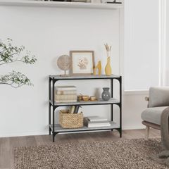 vidaXL Βιβλιοθήκη Γκρι Sonoma 80 x 33 x 70,5 εκ. Επεξ. Ξύλο & Ατσάλι