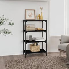 vidaXL Βιβλιοθήκη Μαύρη 60 x 33 x 100 εκ. Επεξεργασμένο Ξύλο & Ατσάλι