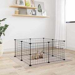 vidaXL Κλουβί για Κατοικίδια με 8 Πάνελ Μαύρο 35 x 35 εκ. Ατσάλινο
