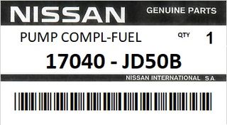 Αντλία καυσίμου πετρέλαιο  QASHQAI J10 ENGINE M9R 4WD 2007 - 2013 #17040JD50B 1720200QAC