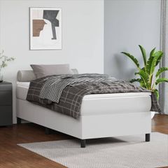 Σκελετός Κρεβατιού με Ελατήρια Λευκό 90x200 εκ. από Συνθετικό Δέρμα 3121024