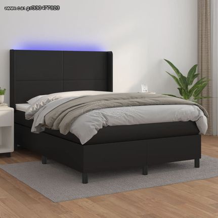 ΚΡΕΒΑΤΙ BOXSPRING ΜΕ ΣΤΡΩΜΑ & LED ΜΑΥΡΟ 140X190 ΕΚ. ΣΥΝΘ. ΔΕΡΜΑ 3139259