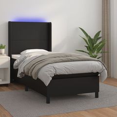 ΚΡΕΒΑΤΙ BOXSPRING ΜΕ ΣΤΡΩΜΑ & LED ΜΑΥΡΟ 90X190 ΕΚ. ΣΥΝΘ. ΔΕΡΜΑ 3139235