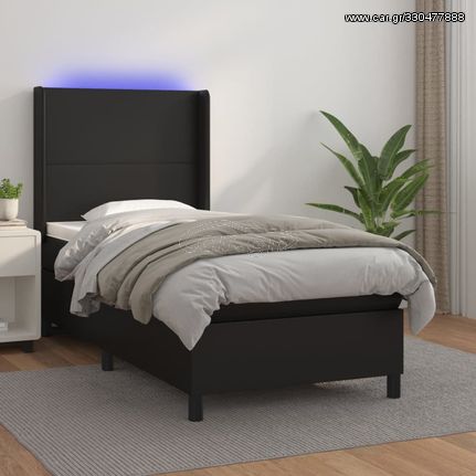 ΚΡΕΒΑΤΙ BOXSPRING ΜΕ ΣΤΡΩΜΑ & LED ΜΑΥΡΟ 90X190 ΕΚ. ΣΥΝΘ. ΔΕΡΜΑ 3139235