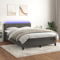 ΚΡΕΒΑΤΙ BOXSPRING ΜΕ ΣΤΡΩΜΑ & LED ΣΚ. ΓΚΡΙ 140X200ΕΚ. ΒΕΛΟΥΔΙΝΟ 3134586