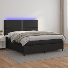 ΚΡΕΒΑΤΙ BOXSPRING ΜΕ ΣΤΡΩΜΑ & LED ΜΑΥΡΟ 180X200 ΕΚ. ΣΥΝΘ. ΔΕΡΜΑ 3135897