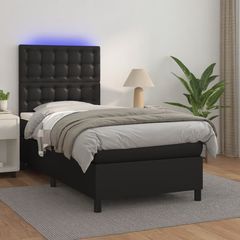 ΚΡΕΒΑΤΙ BOXSPRING ΜΕ ΣΤΡΩΜΑ & LED ΜΑΥΡΟ 90X190 ΕΚ. ΣΥΝΘ. ΔΕΡΜΑ 3135915