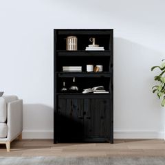 Ντουλάπι Μαύρο 80x35x154 εκ. από Μασίφ Ξύλο Πεύκου 823523