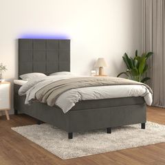 ΚΡΕΒΑΤΙ BOXSPRING ΜΕ ΣΤΡΩΜΑ & LED ΣΚ. ΓΚΡΙ 120X200ΕΚ. ΒΕΛΟΥΔΙΝΟ 3136114