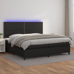 ΚΡΕΒΑΤΙ BOXSPRING ΜΕ ΣΤΡΩΜΑ & LED ΜΑΥΡΟ 200X200 ΕΚ. ΣΥΝΘ. ΔΕΡΜΑ 3135903